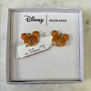 Disney BaubleBar Orange Mickey Halloween Pumpkin Stud Earrings